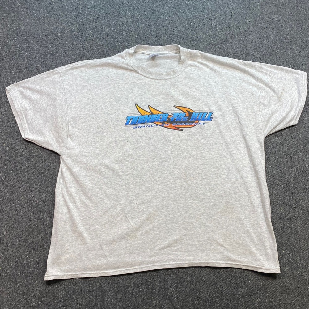Jerzees Shirt Sz 3XL Mens Gray Racing Thunder On The Hill Grandview Speedway Tee